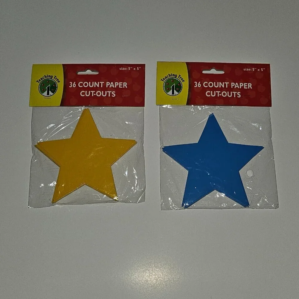 NEW Teaching Tree Star Cut-Outs Blue Yellow 36/Pack Tags Shapes Classroom 5